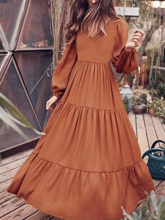Temperament V-Neck Long Sleeve Flowy Dress - Maxi Dresses - INS | Online Fashion Free Shipping Clothing, Dresses, Tops, Shoes - 20-30 - 21/07/2021 - Category_Maxi Dresses