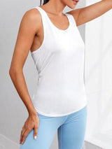 Tie Back Criss-cross Sports Tee - Activewear - INS | Online Fashion Free Shipping Clothing, Dresses, Tops, Shoes - 02/03/2021 - Activewear - Color_White