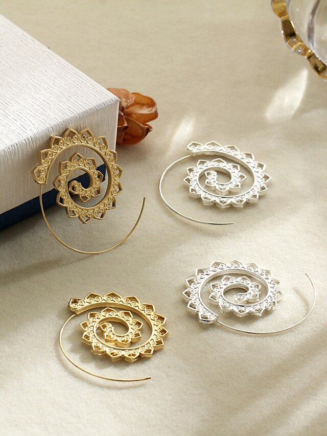 For Women's Hoop Earrings Christmas Party Wedding Alloy Filigree Wave