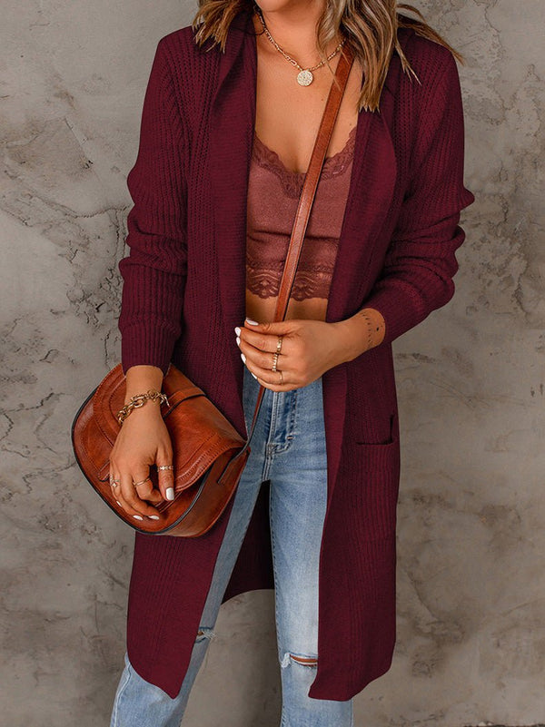 Women's Cardigans Solid Mid Length Long Sleeve Hooded Sweater Cardigan - Cardigans - Instastyled | Online Fashion Free Shipping Clothing, Dresses, Tops, Shoes - 17/09/2022 - 40-50 - CAR2209171263