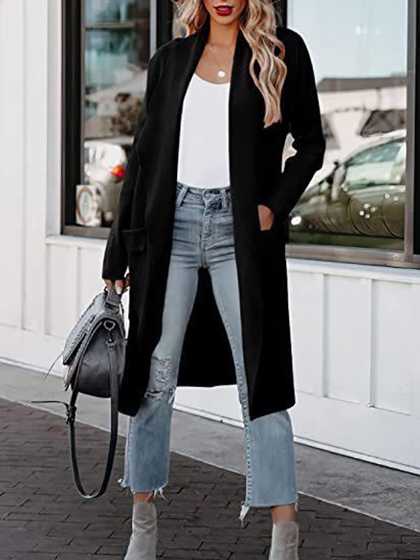 Women's Coats Casual Lapel Pocket Long Wool Coat - Coats - Instastyled | Online Fashion Free Shipping Clothing, Dresses, Tops, Shoes - 05/11/2022 - 40-50 - COA2211051459