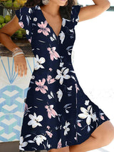 Women's Dresses Lily Print V-Neck Short Sleeve Dress - Mini Dresses - Instastyled | Online Fashion Free Shipping Clothing, Dresses, Tops, Shoes - 20-30 - 30/04/2022 - color-black