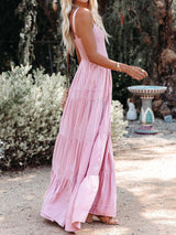 Maxi Dresses - Sling Belted Striped Sleeveless Dress - MsDressly