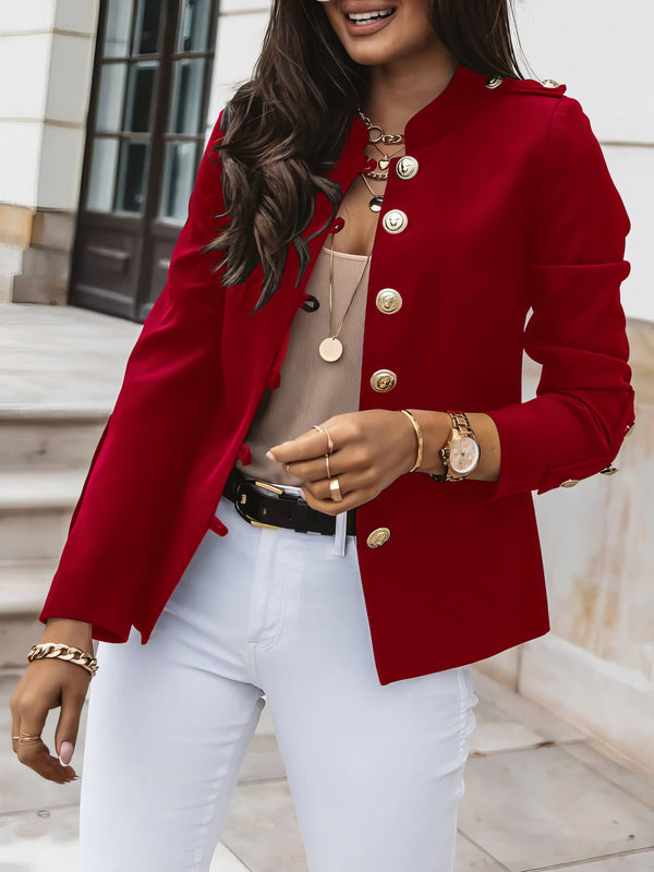 Jackets - Long Sleeve Slim-Breasted Crop Jacket - MsDressly