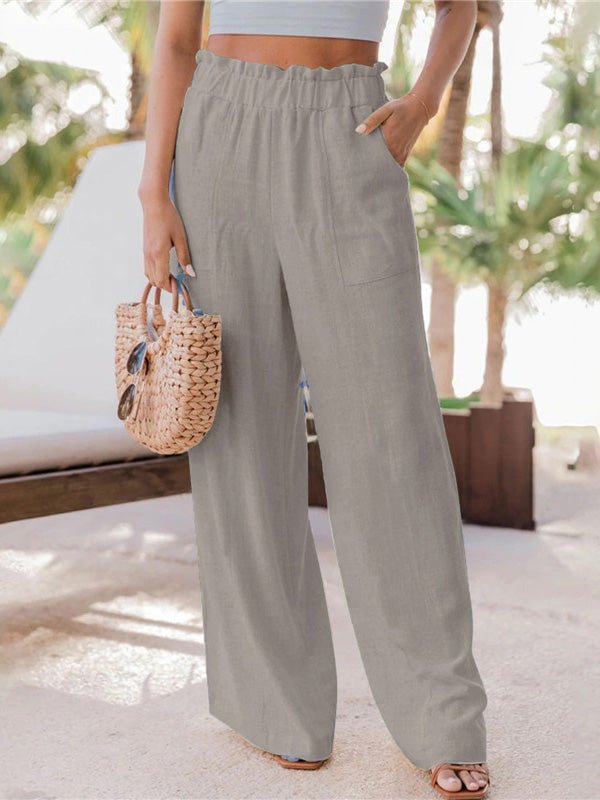 Women's Pants Casual Ruffled Patch Pocket Wide-Leg Pants - Pants - Instastyled | Online Fashion Free Shipping Clothing, Dresses, Tops, Shoes - 20-30 - 28/04/2022 - Bottoms