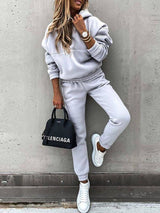 Women's Sets Solid Long Sleeve Hoody & Pants Two-Piece Set - Sets - Instastyled | Online Fashion Free Shipping Clothing, Dresses, Tops, Shoes - 29/08/2022 - Bottoms - Color_Black