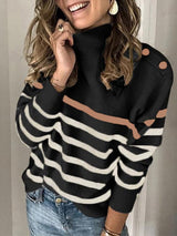 Women's Sweaters Striped High Neck Pullover Sweater - Sweaters - Instastyled | Online Fashion Free Shipping Clothing, Dresses, Tops, Shoes - 21/11/2022 - 30-40 - cardigans-sweaters