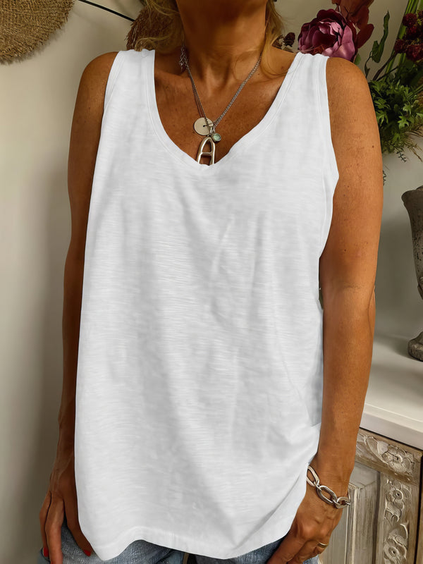 Women's Tank Tops Solid V-Neck Sleeveless Casual Tank Top