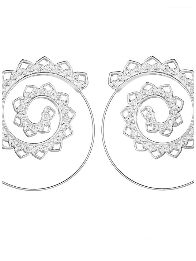 For Women's Hoop Earrings Christmas Party Wedding Alloy Filigree Wave